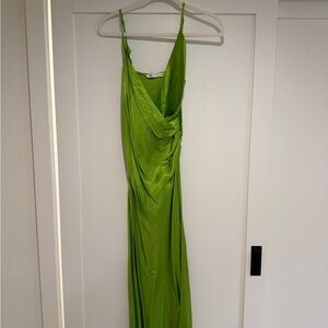 Elegant Green Satin Dress